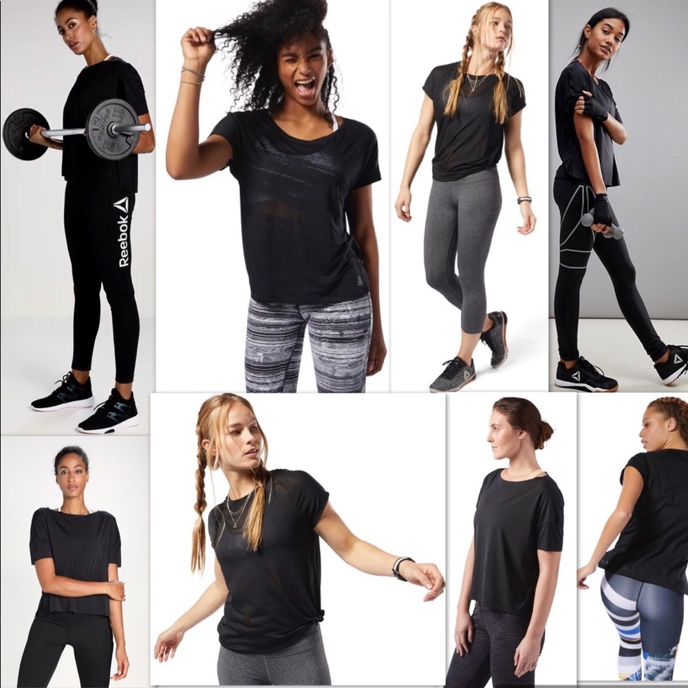 Reebok Classic Burnout and Mesh Training Tee NWT